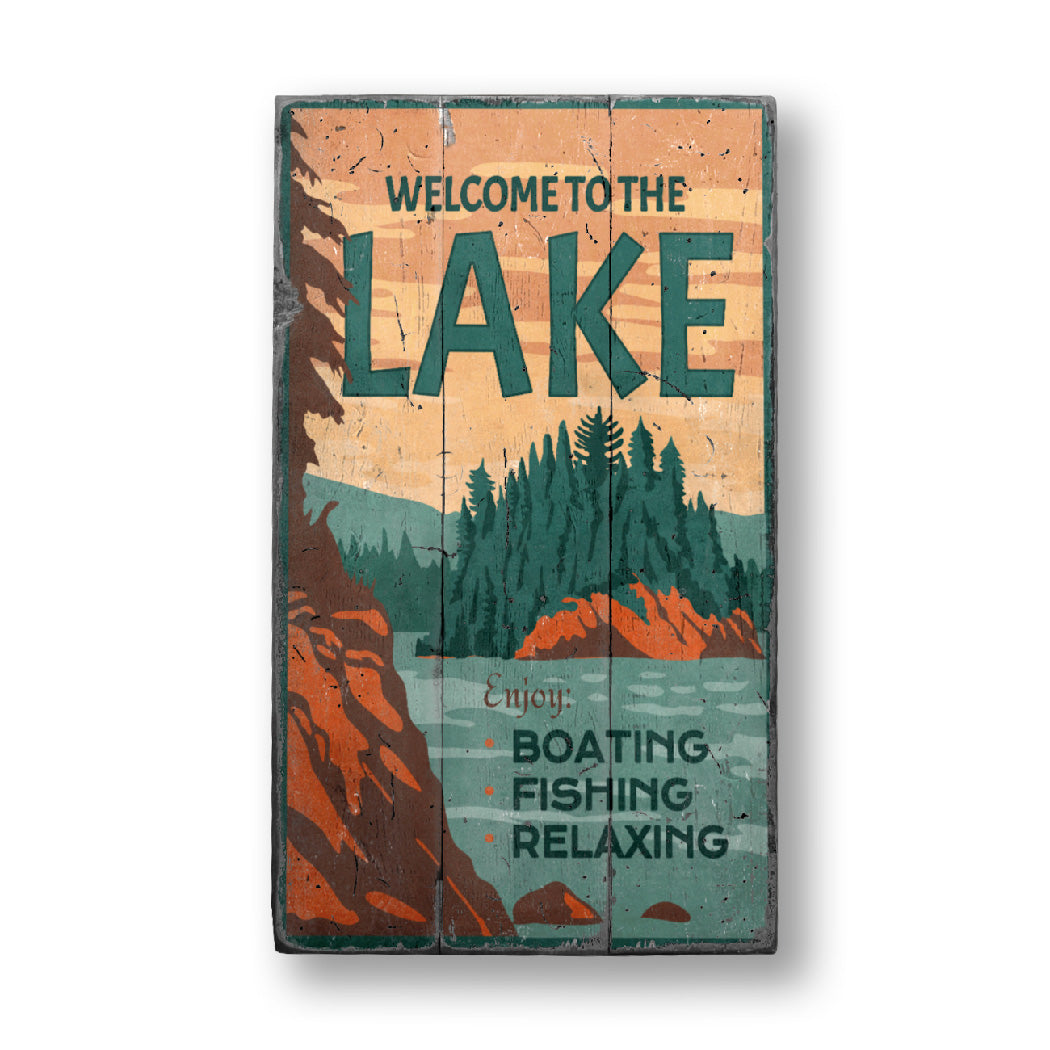 Lake Scenery Wood Sign