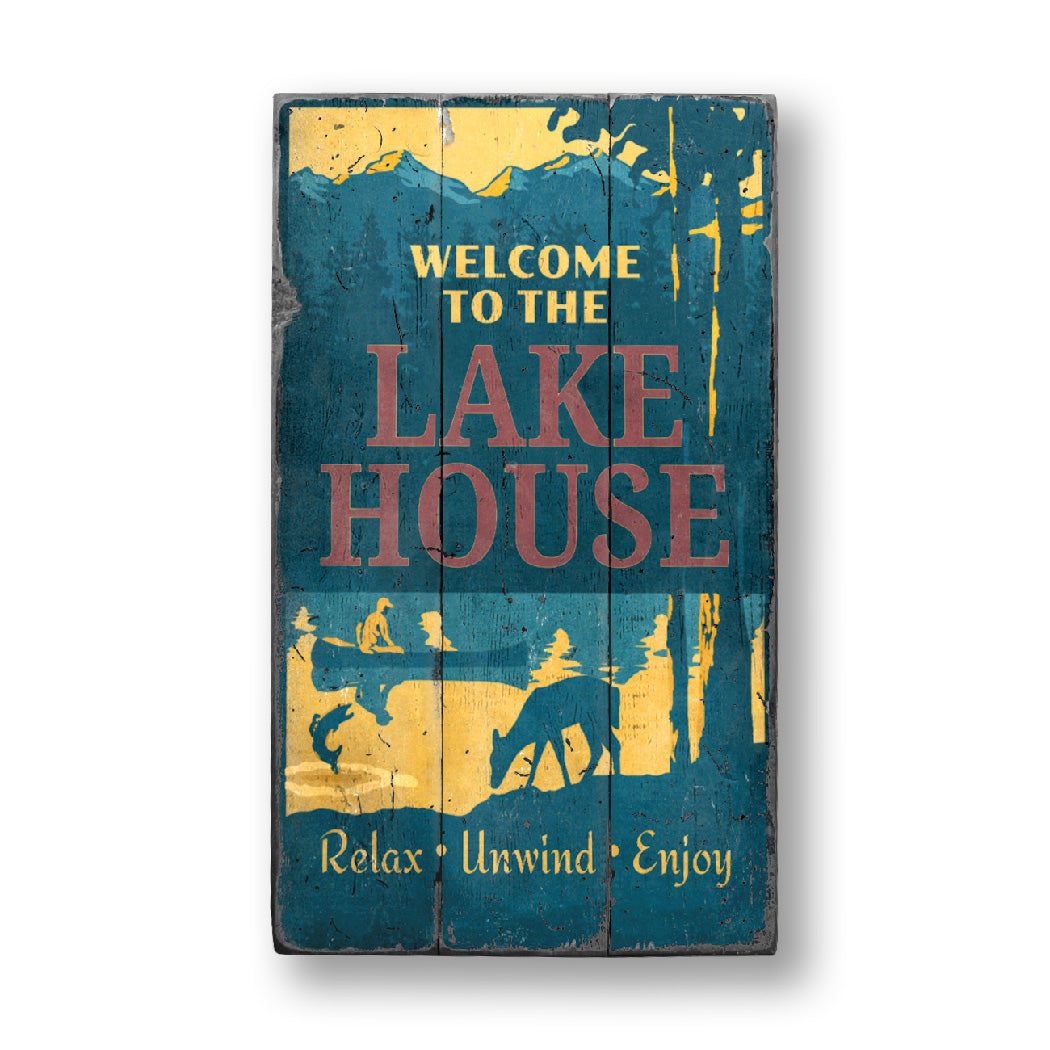 Relax Lake House Wood Sign