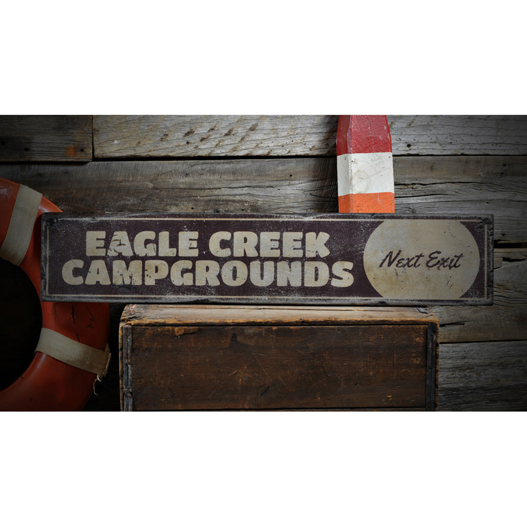 Lake Campgrounds Rustic Wood Sign