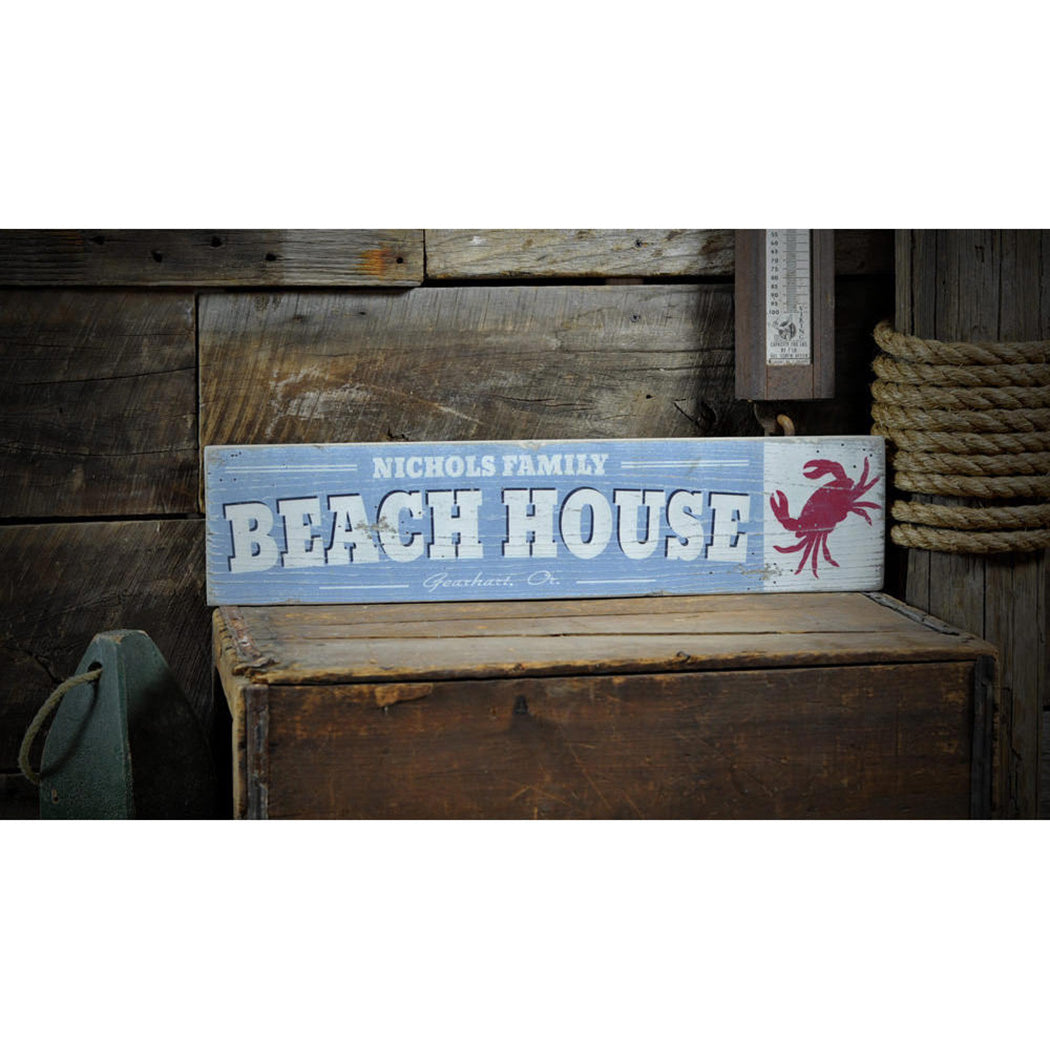 Family Beach House Rustic Wood Sign