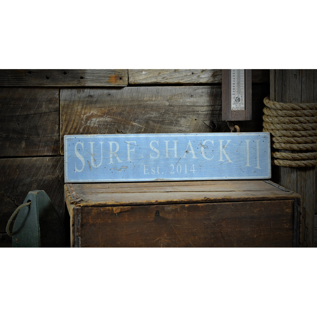 Surf Shack Est. Date Rustic Wood Sign