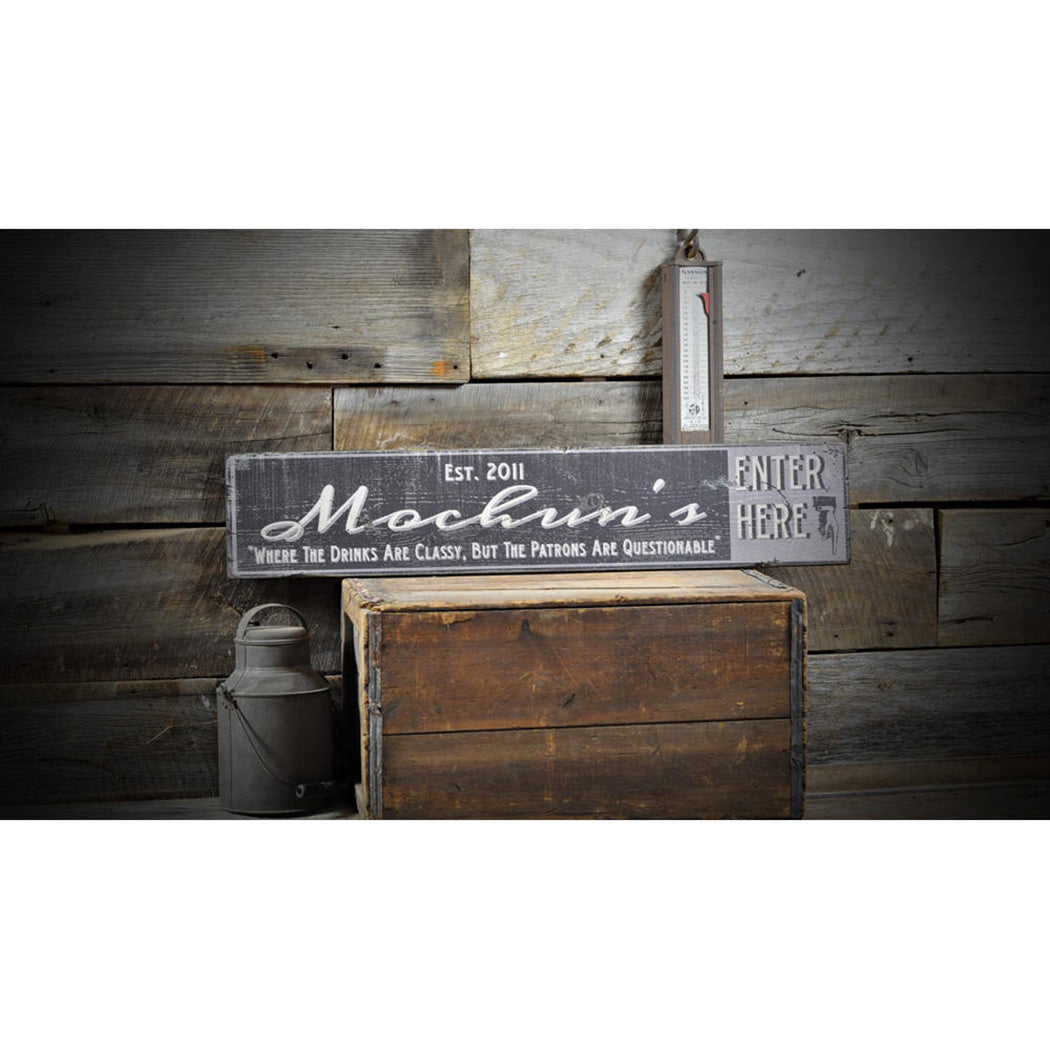 Family Bar Rustic Wood Sign