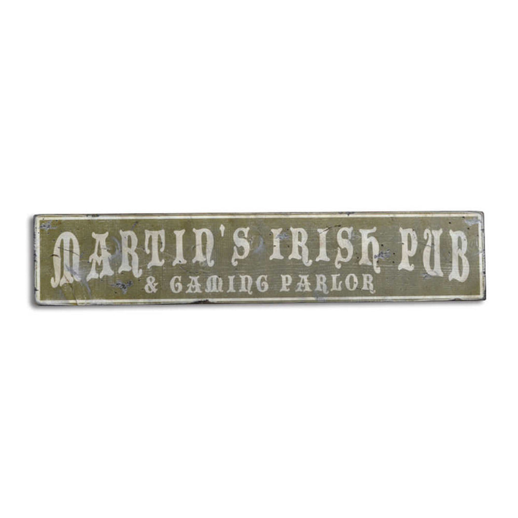 Irish Pub Gaming Parlor Rustic Wood Sign