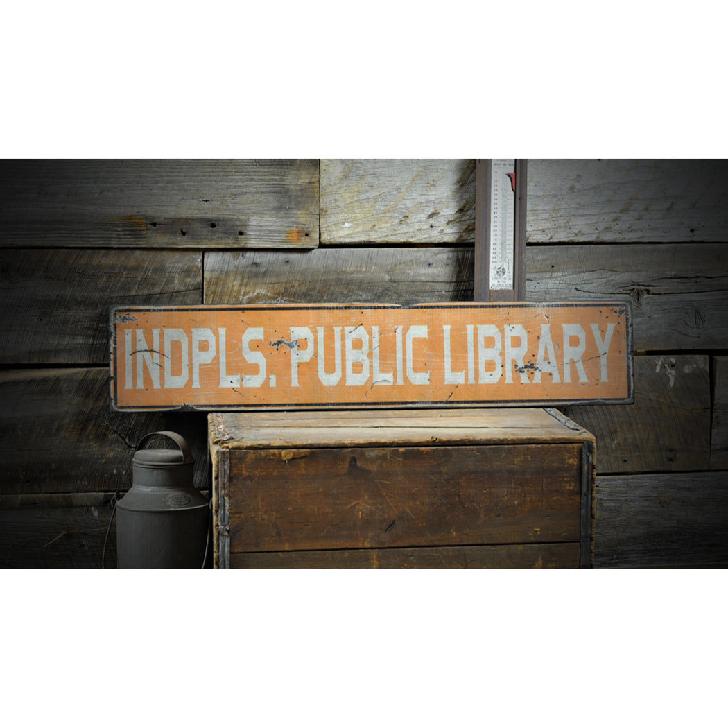 Public Library Rustic Wood Sign