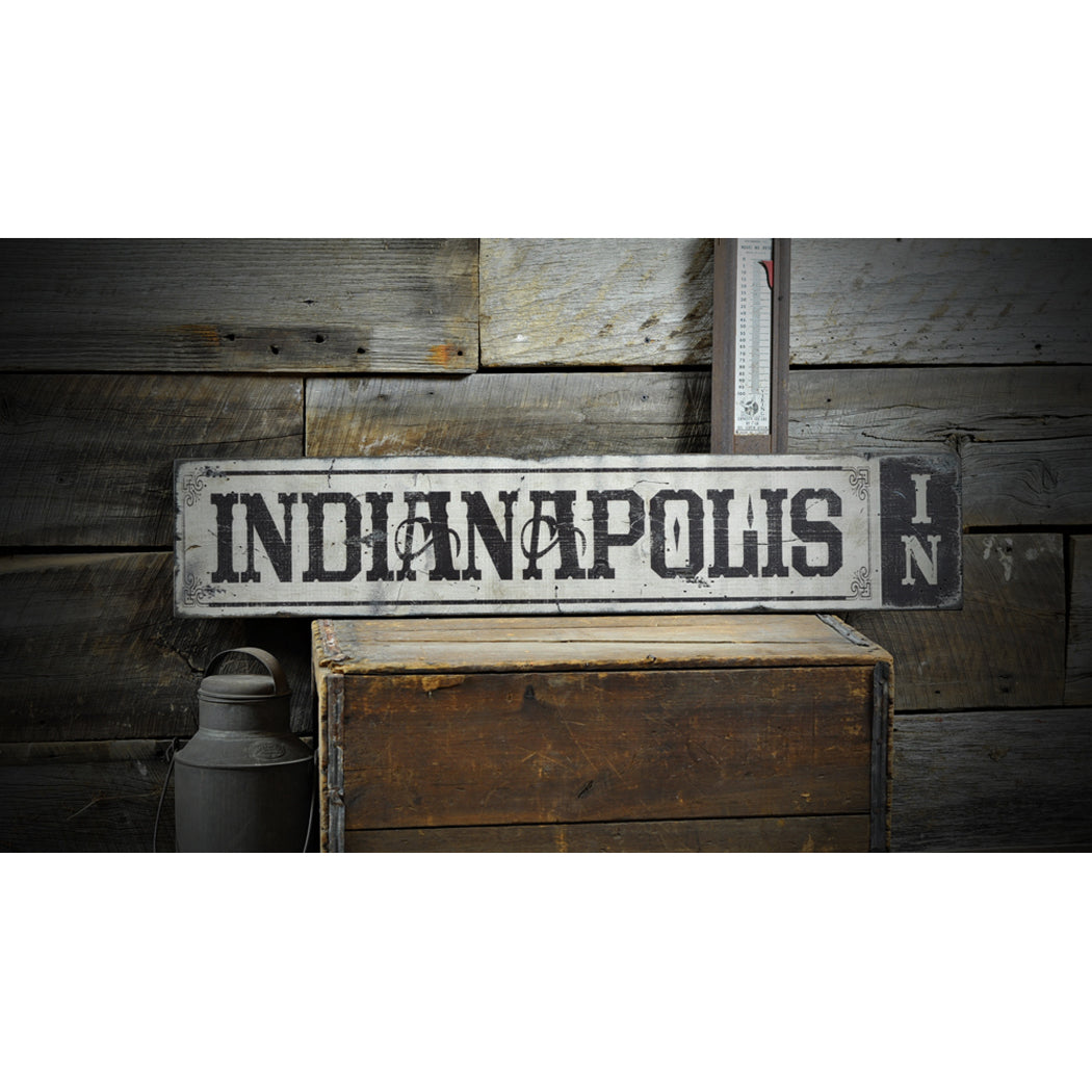 City & State Rustic Wood Sign