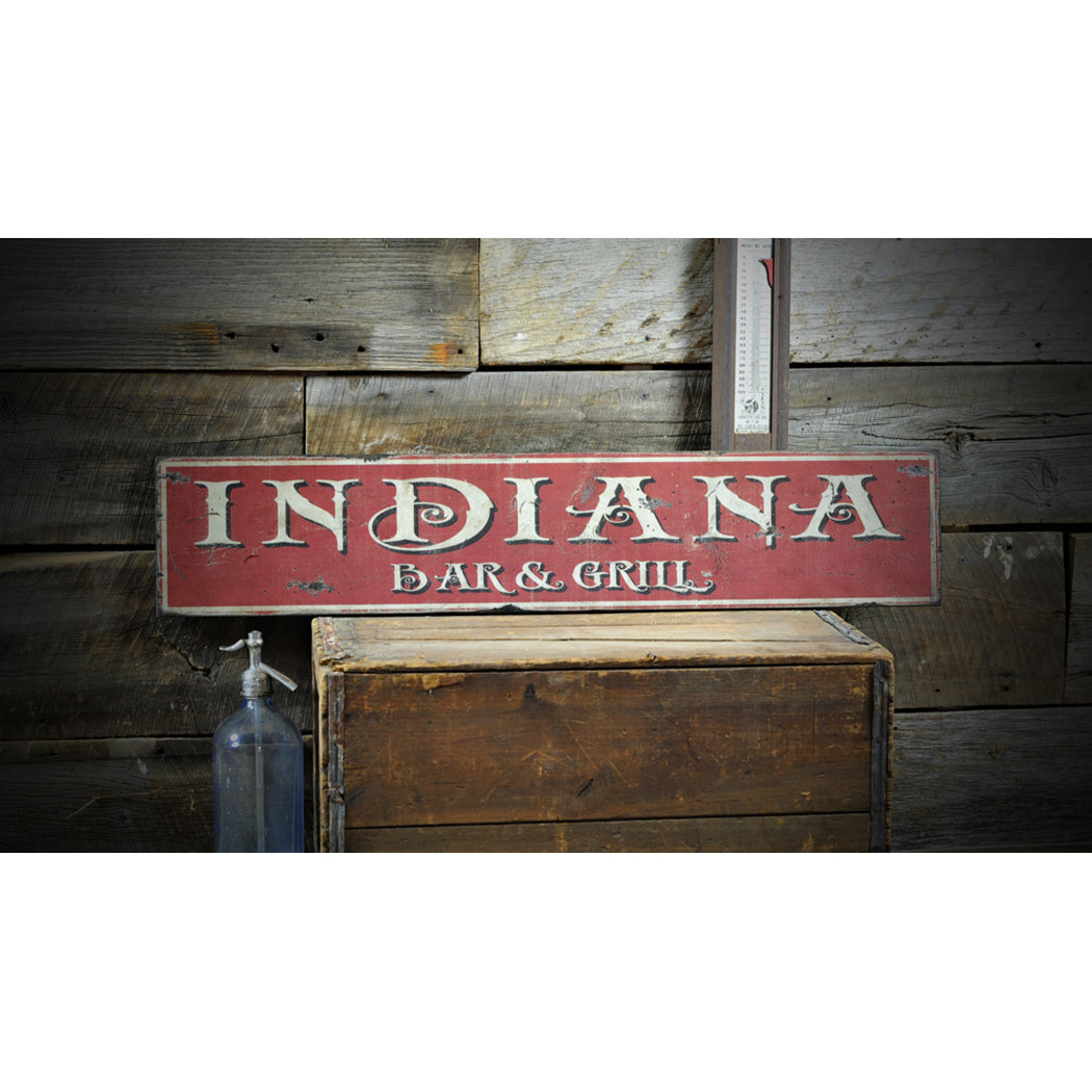 State Bar & Grill Rustic Wood Sign