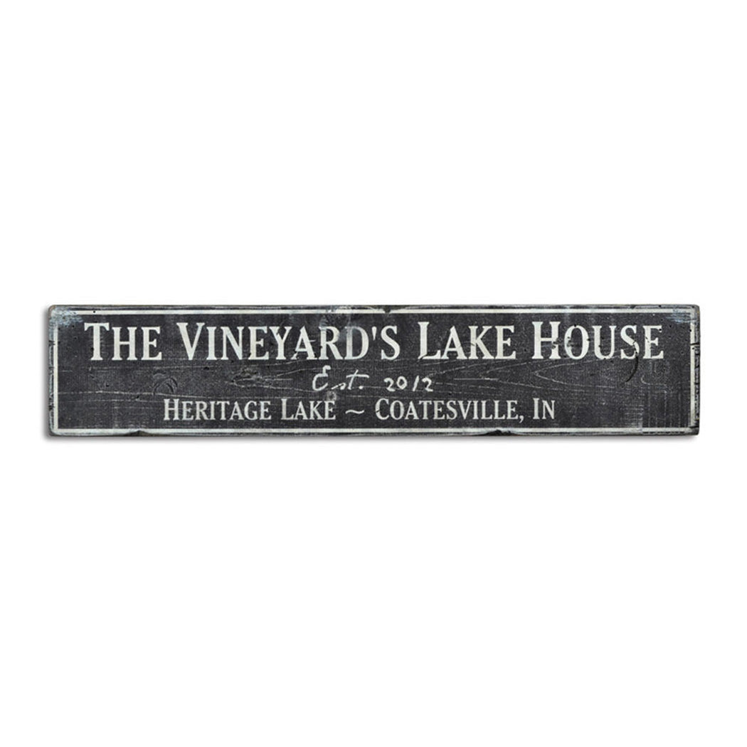 Family Lake House Rustic Wood Sign