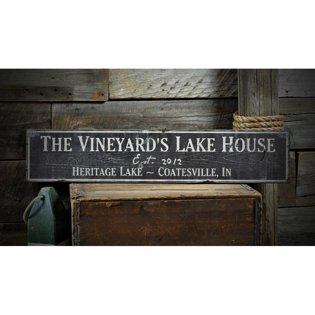 Family Lake House Rustic Wood Sign