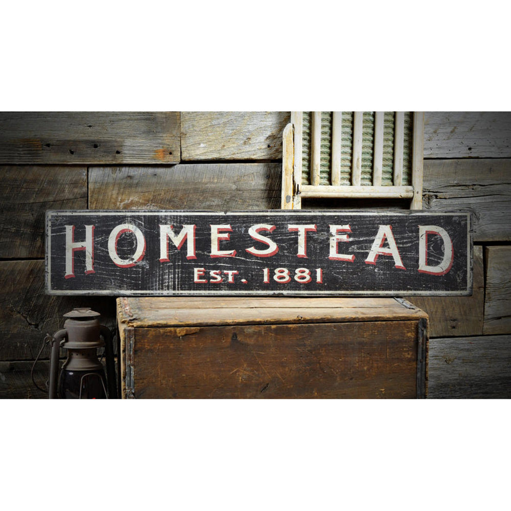 Family Homestead Est. Date Rustic Wood Sign