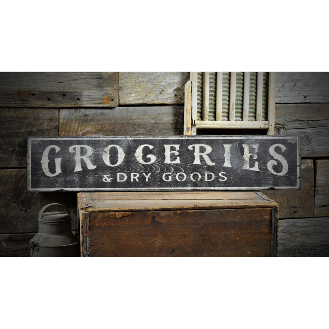 Groceries & Dry Good Rustic Wood Sign