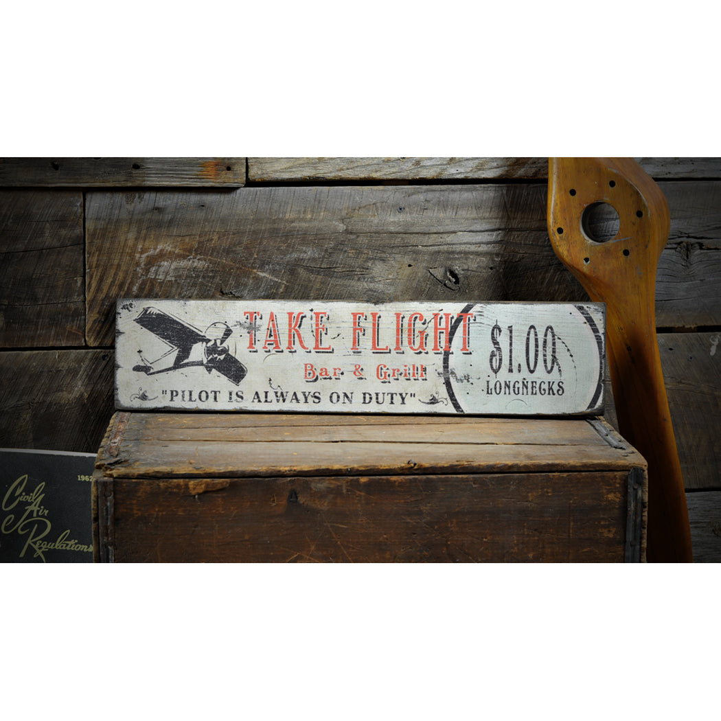 Plane Rustic Wood Sign