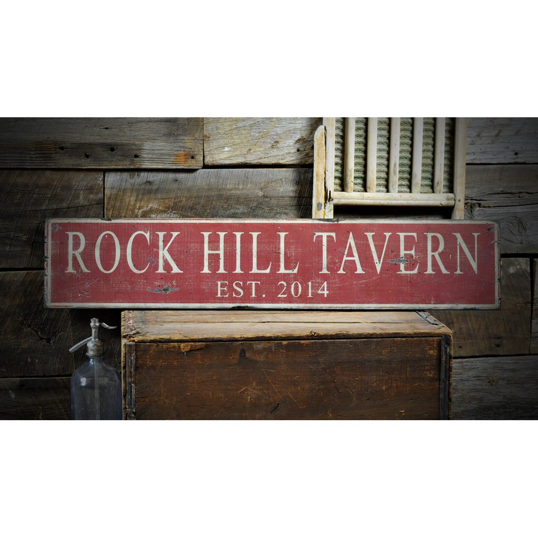 Tavern Established Date Rustic Wood Sign