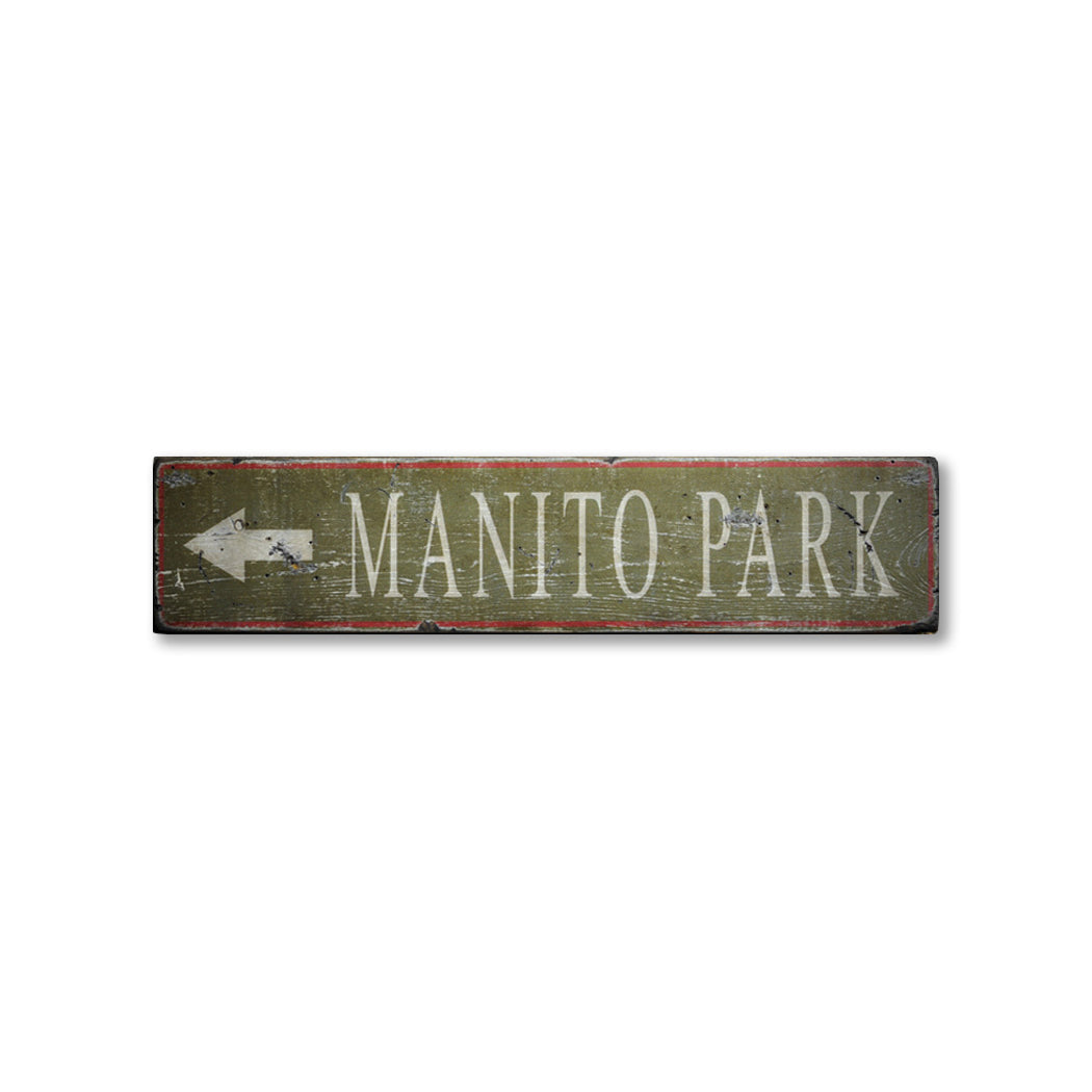 Park Directional Arrow Rustic Wood Sign