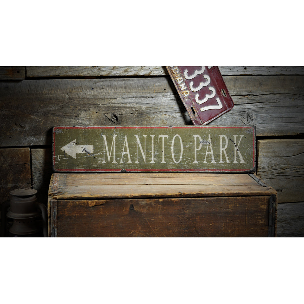 Park Directional Arrow Rustic Wood Sign