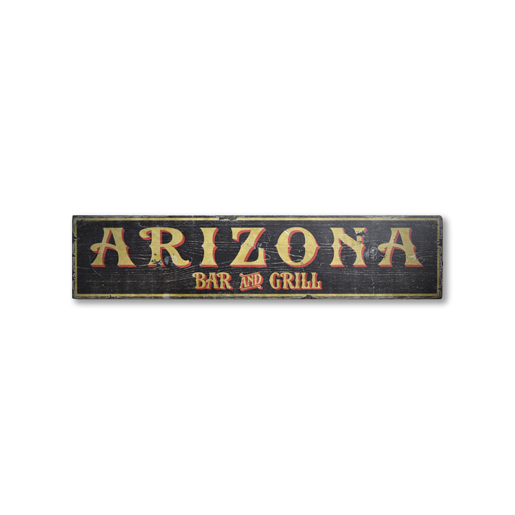 Arizona Bar & Grill Rustic Wood Sign