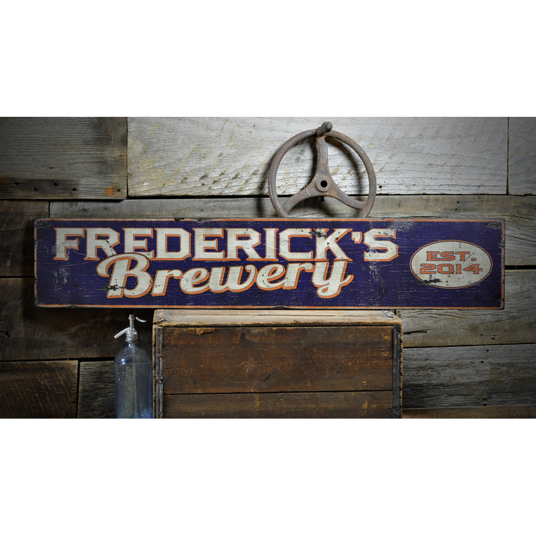 Brewery Established Date Rustic Wood Sign