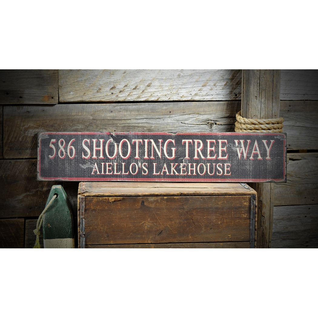 Family Address & Name Rustic Wood Sign