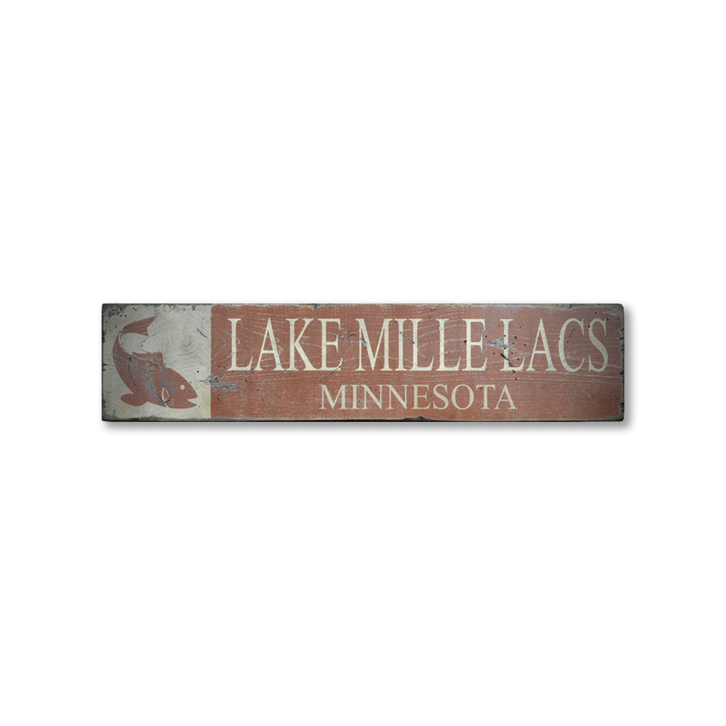 Lake House & State Rustic Wood Sign