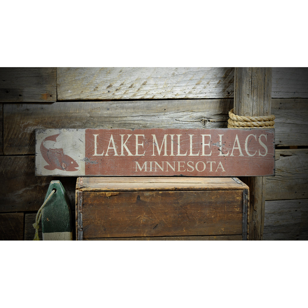 Lake House & State Rustic Wood Sign