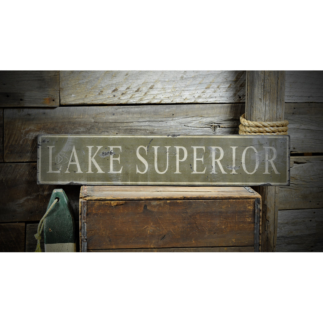 Lake Superior Rustic Wood Sign