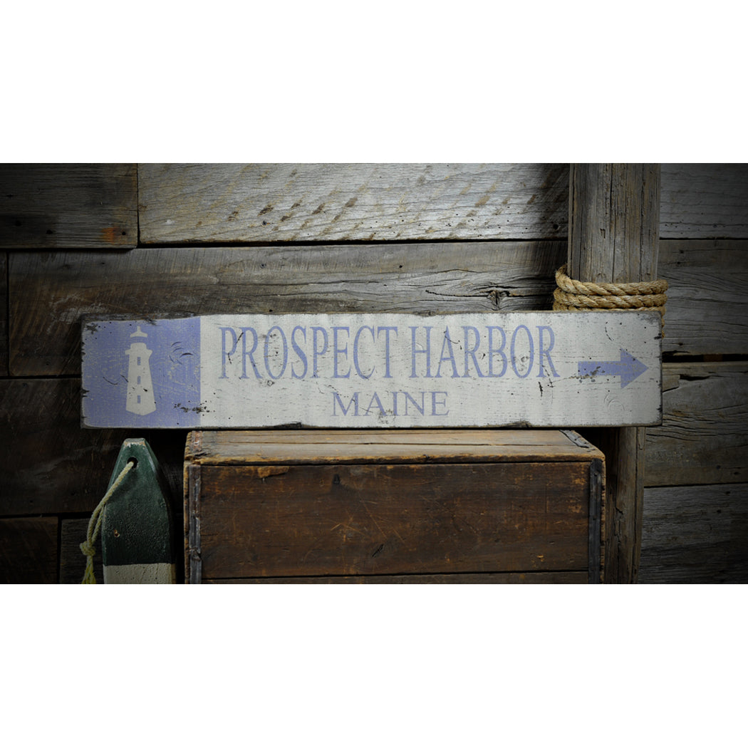 Lighthouse City State Rustic Wood Sign