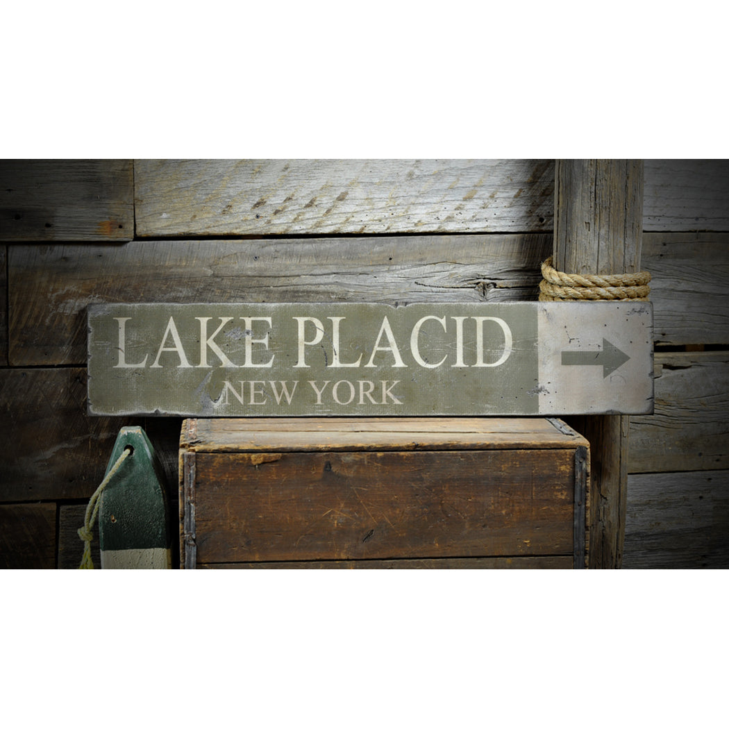 Lake Placid New York Rustic Wood Sign