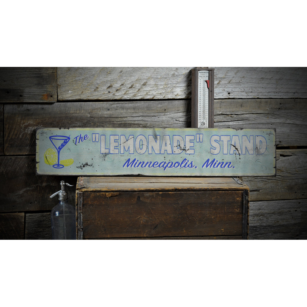 Lemonade Stand City State Rustic Wood Sign