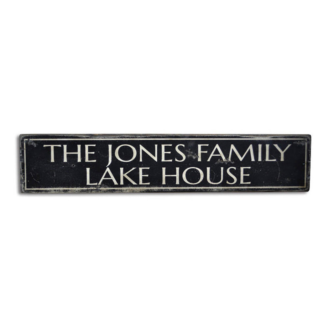 Family Name Lake House Rustic Wood Sign