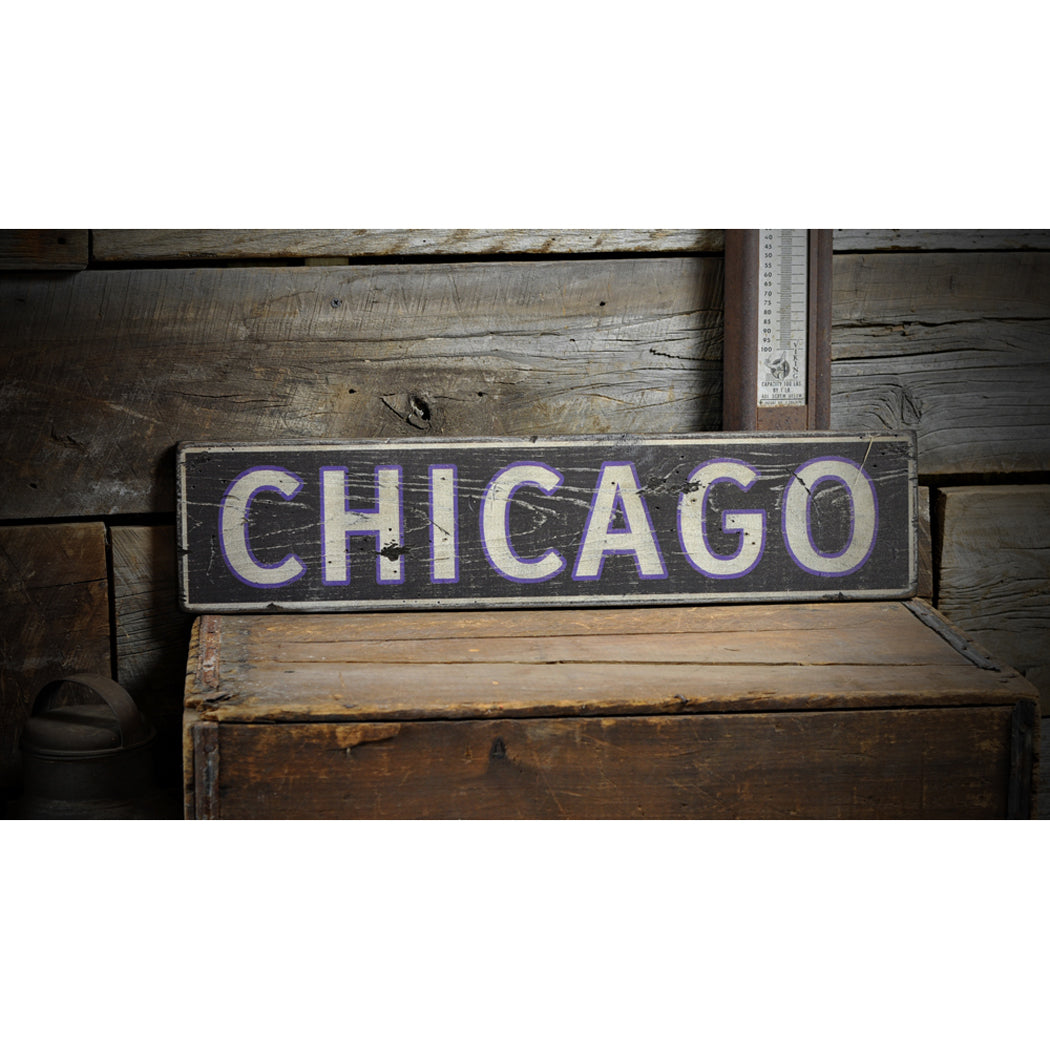 Chicago Or Your City Rustic Wood Sign