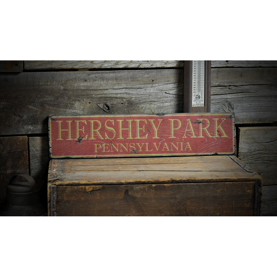 City and State Rustic Wood Sign