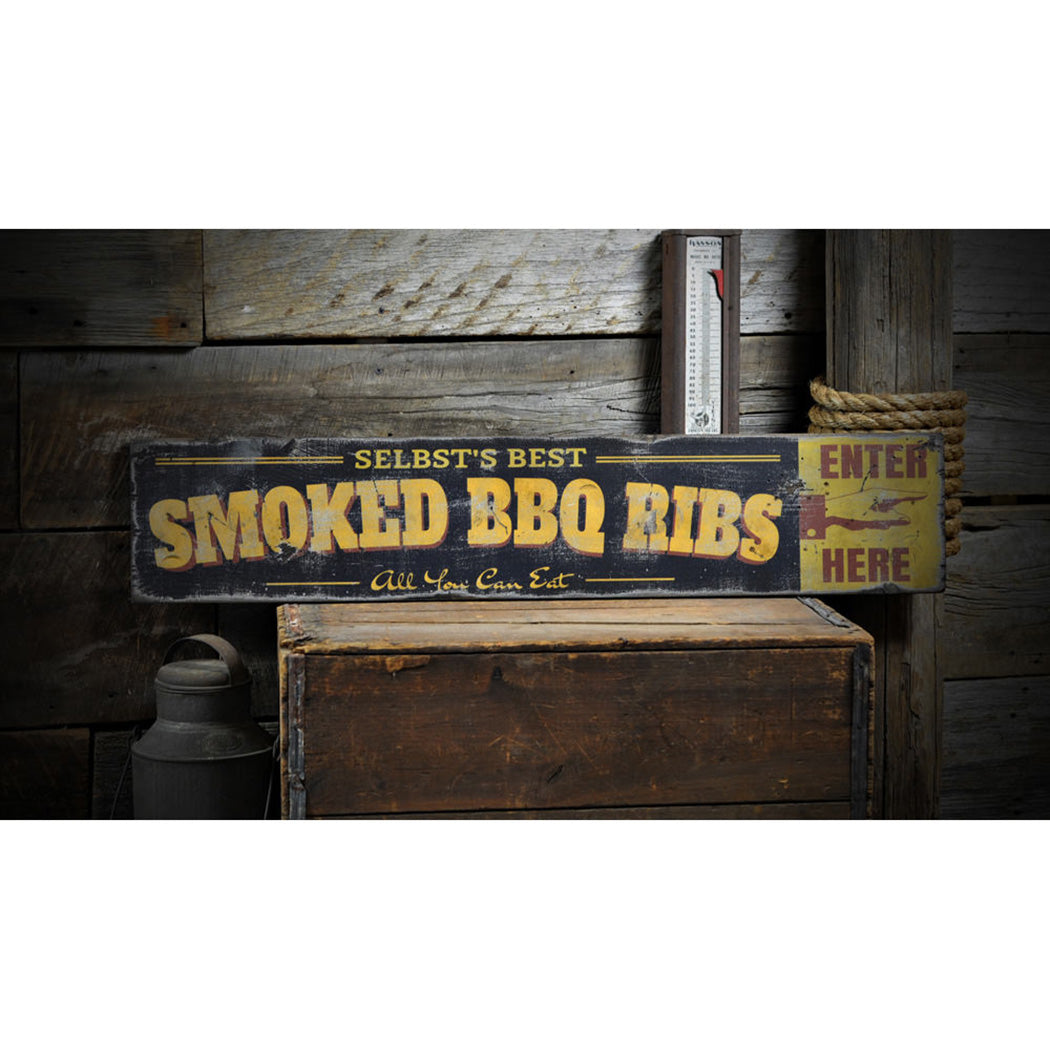 Family Smoked BBQ Rustic Wood Sign