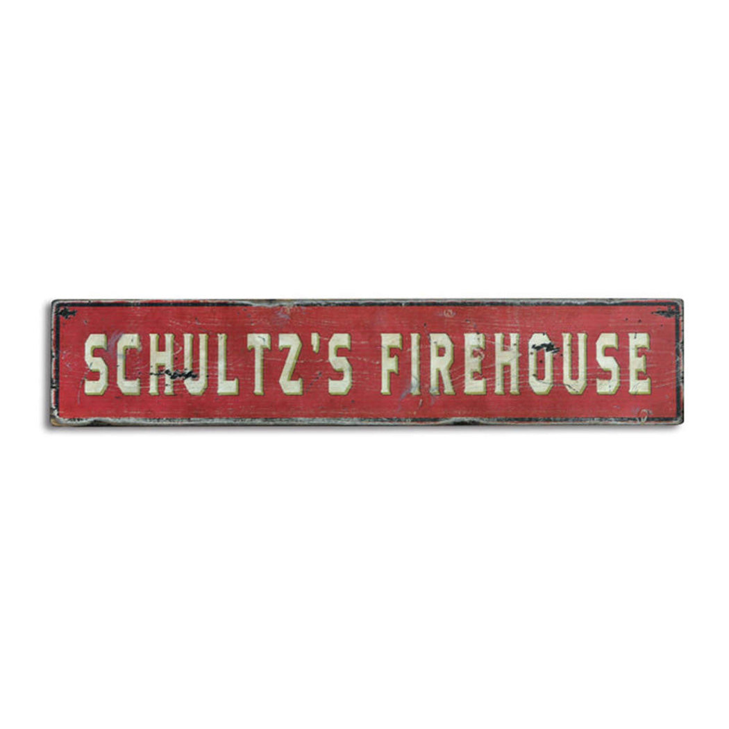 Family Firehouse Rustic Wood Sign