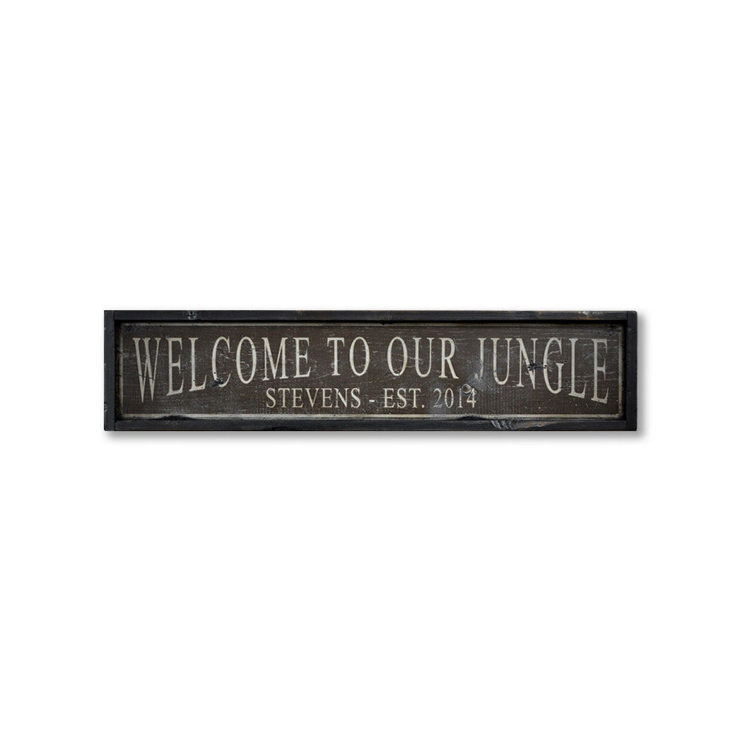 Welcome To Our Jungle Family Rustic Wood Sign