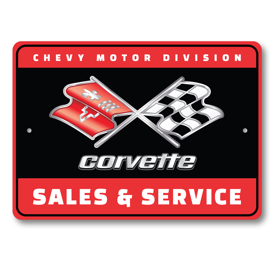 Chevy Motor Division Corvette Emblem Sales Service Sign