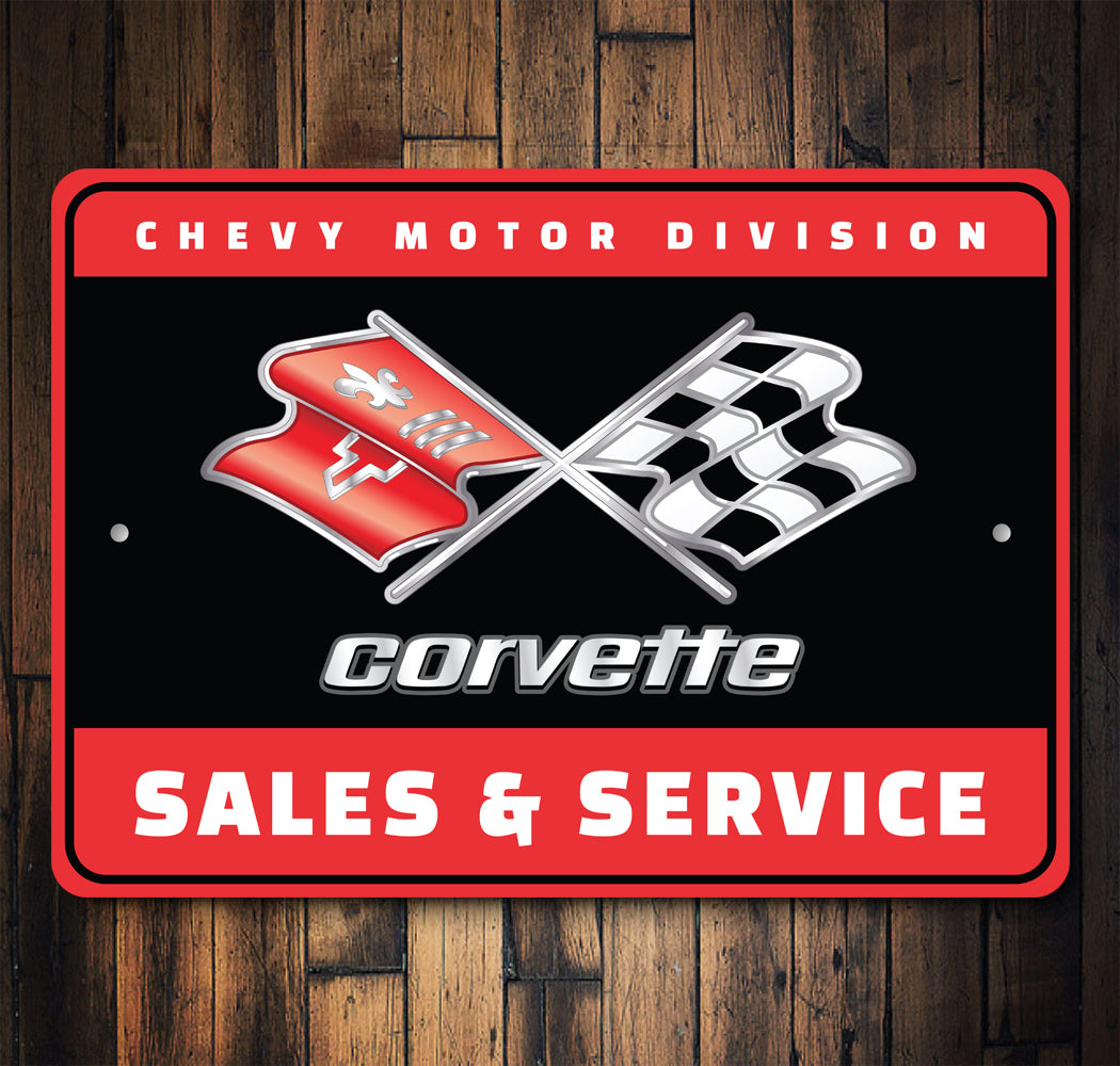 Chevy Motor Division Corvette Emblem Sales Service Sign