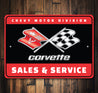 Chevy Motor Division Corvette Emblem Sales Service Sign