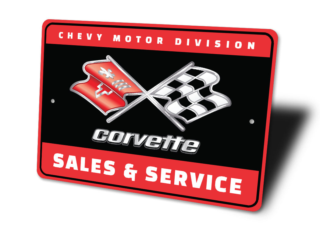 Chevy Motor Division Corvette Emblem Sales Service Sign