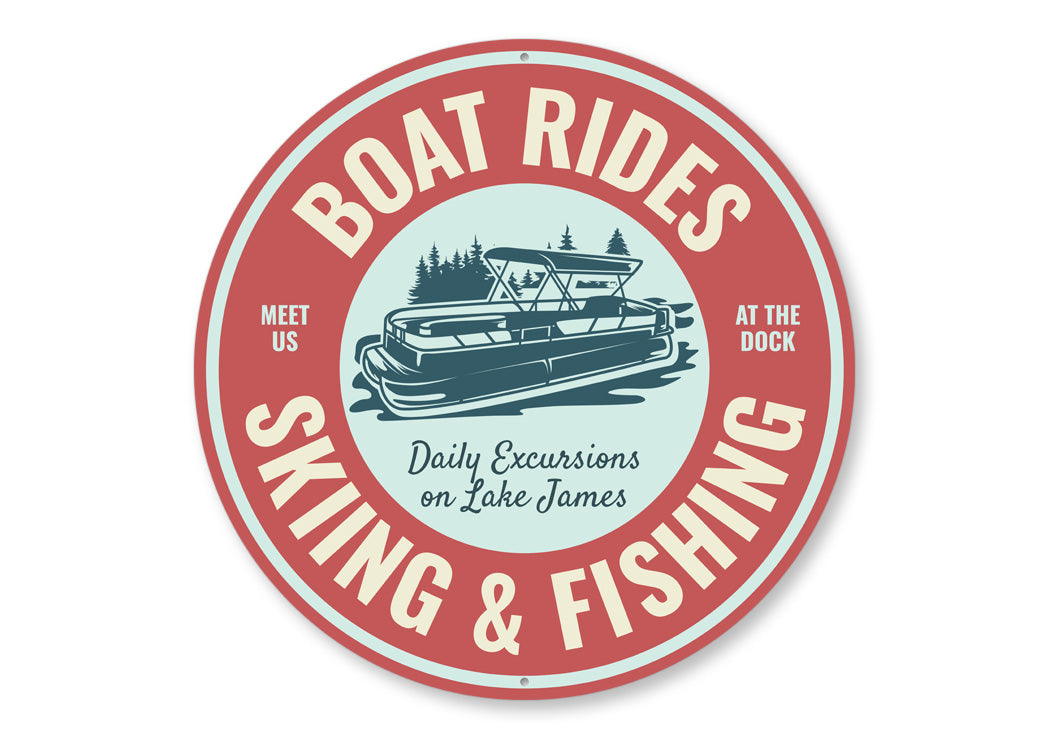 Pontoon Boat Rides Skiing Fishing Lake Excursions Sign – Lizton Sign Shop