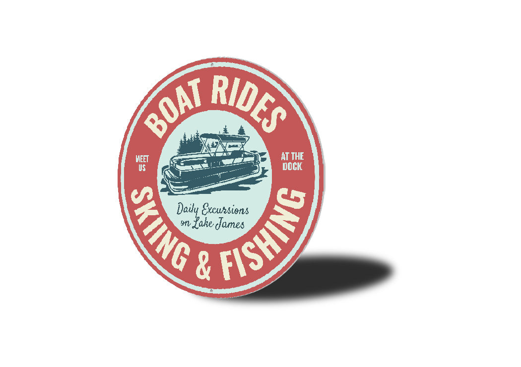 Pontoon Boat Rides Skiing Fishing Lake Excursions Sign