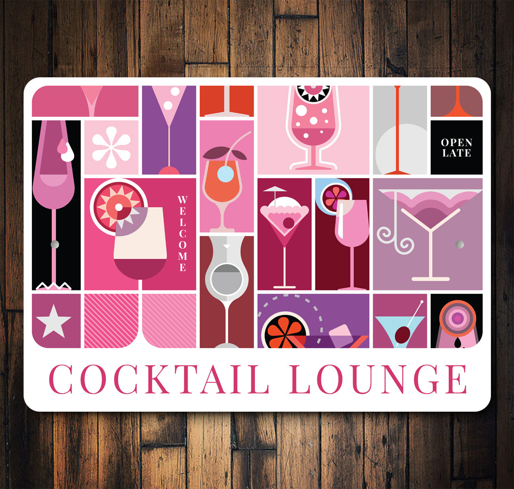 Cocktail Lounge Aluminum Metal Decor Bar Sign