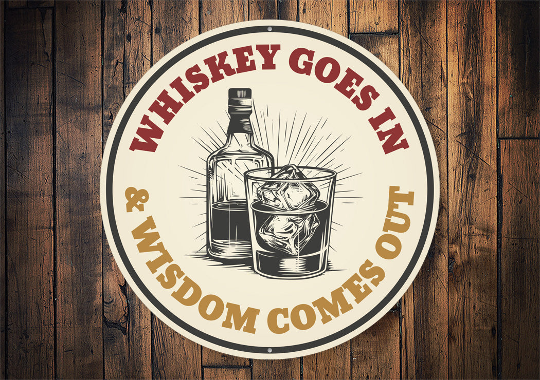 Whiskey Goes In And Wisdom Comes Out Bar Sign