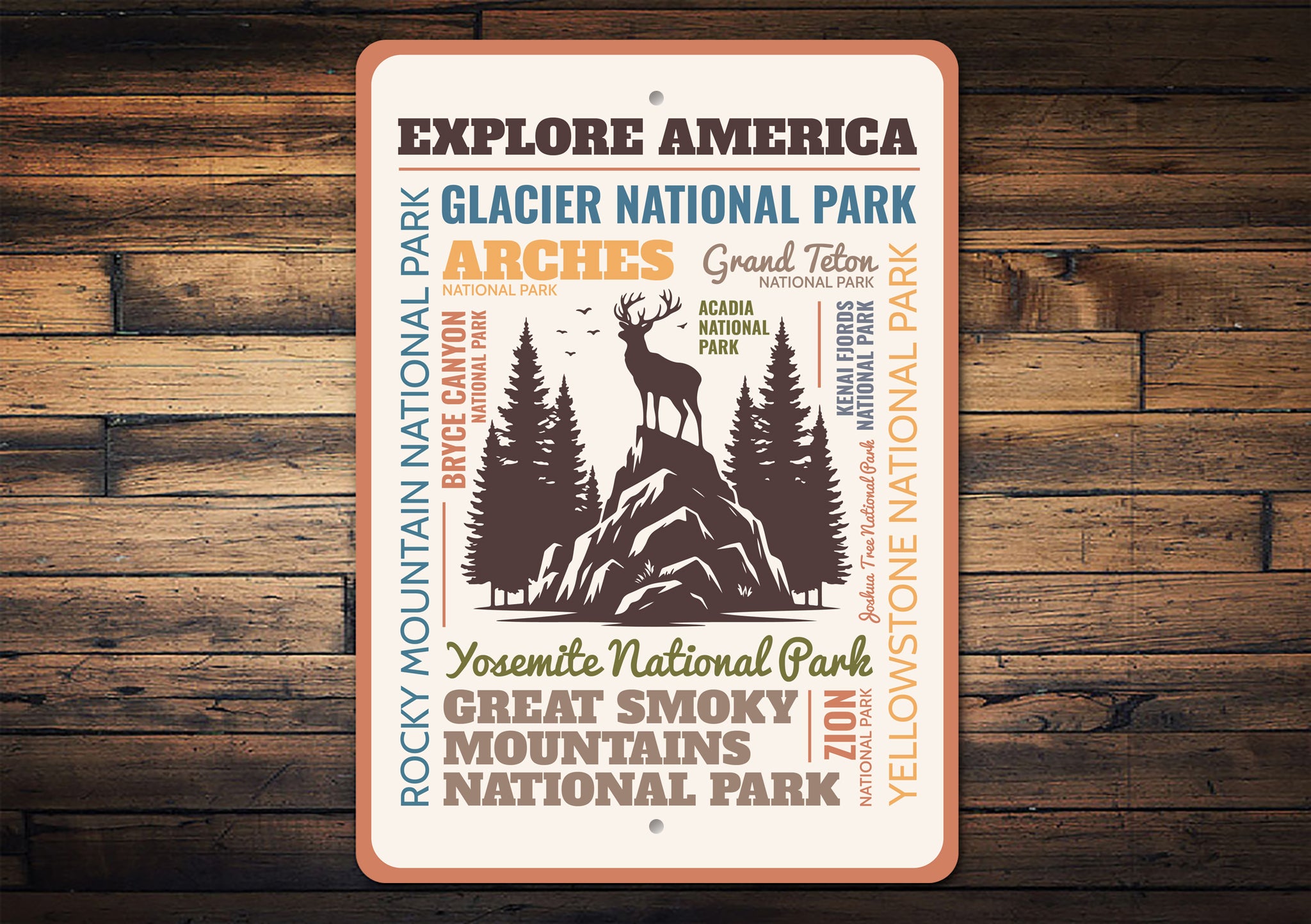 Explore America List Of National Parks Sign