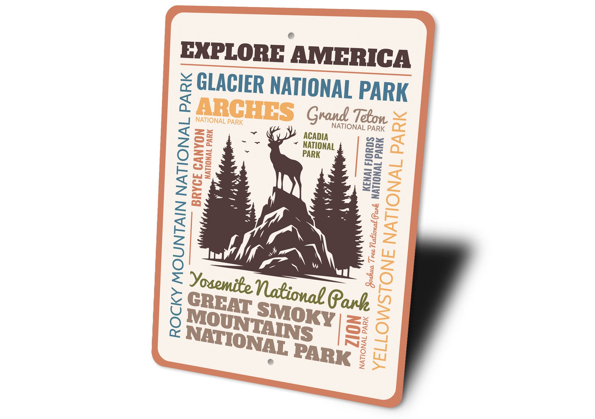 Explore America List Of National Parks Sign