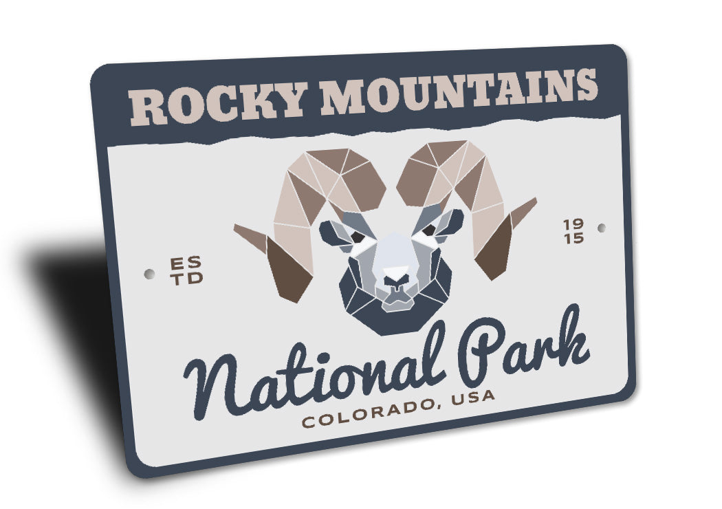 Rocky Mountains National Park Colorado USA ESTD 1915 Sign