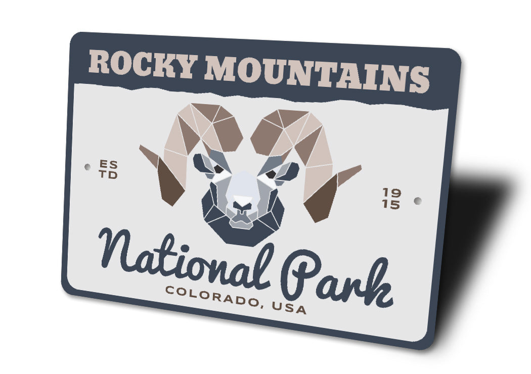 Rocky Mountains National Park Colorado USA ESTD 1915 Sign