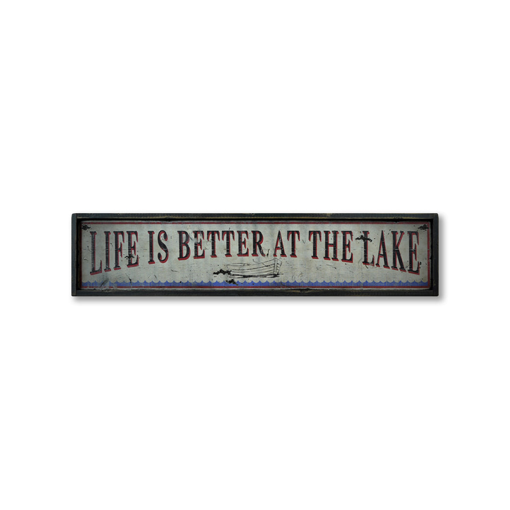 Life Is Better At The Lake Boat Rustic Wood Sign