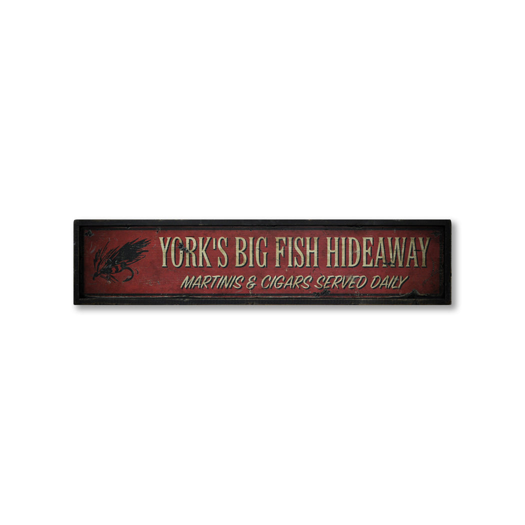 Fishing Hideaway Cigar Rustic Wood Sign