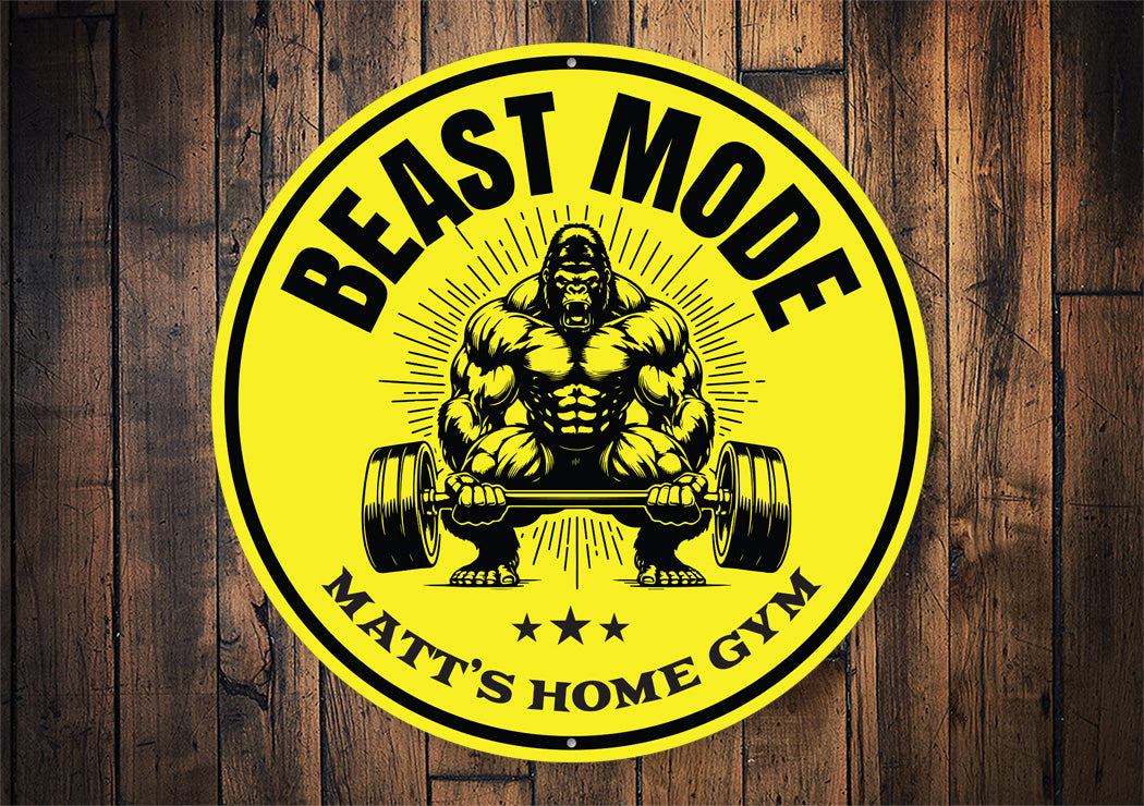 Beast Mode Personalized Home Gym Weight Lifting Sign