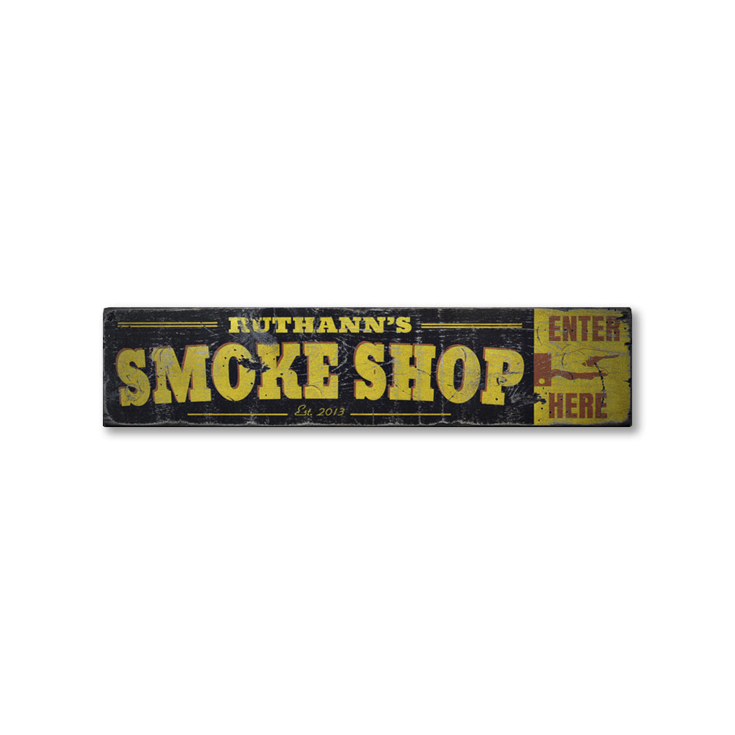 Cigar Smoke Shop Est. Date Rustic Wood Sign