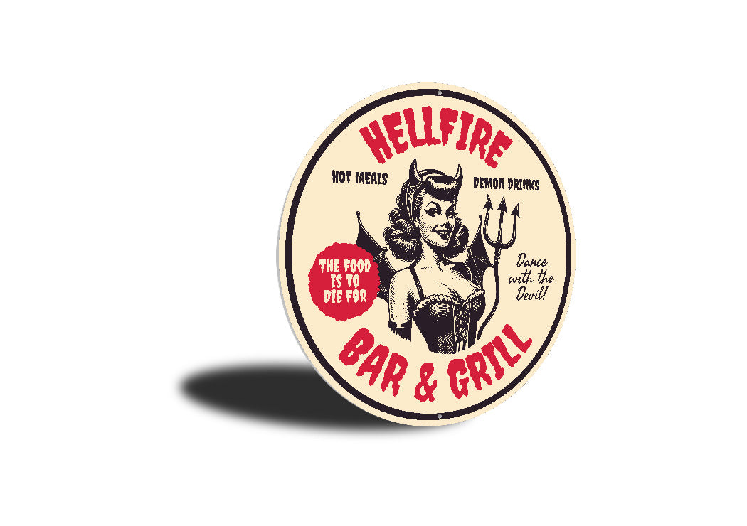 Hellfire Bar And Grill Hot Meals Demon Drinks Sign